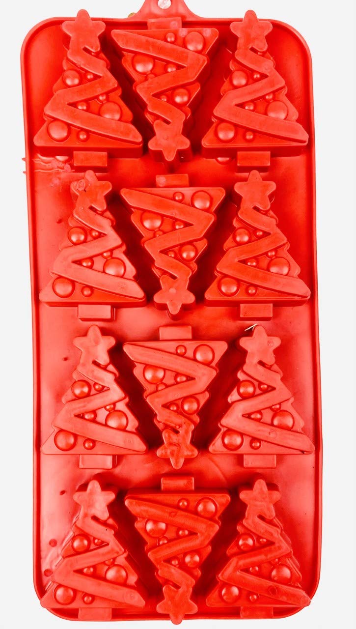 REGENT Holiday Silicone Ice Cube Tray, Candy Molds in 3 Assorted Trays: Red Christmas Tree, Powder Blue Snowflake, Dark Brown Gingerbread Man and Candy Cane - Image 2